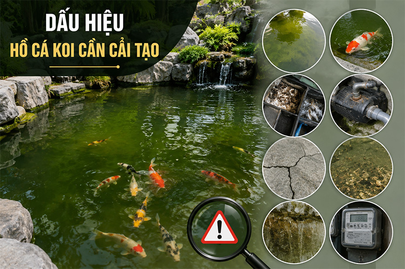 Dấu Hiệu Hồ Cá Koi Cần Cải Tạo - Đừng Để Hồ Xuống Cấp Mới Sửa Chữa