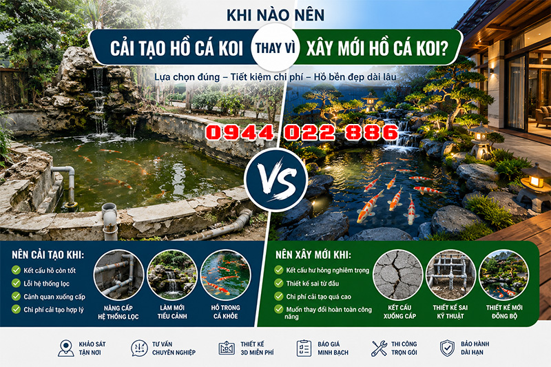 Khi Nào Nên Xây Mới Thay Vì Cải Tạo Hồ Cá Koi?