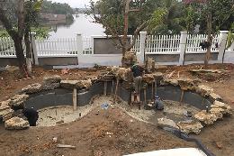 Thi công hồ cá koi sân vườn
