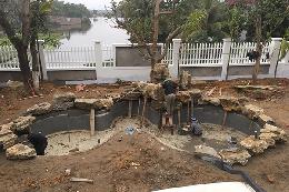 Quy trình thi công hồ cá koi
