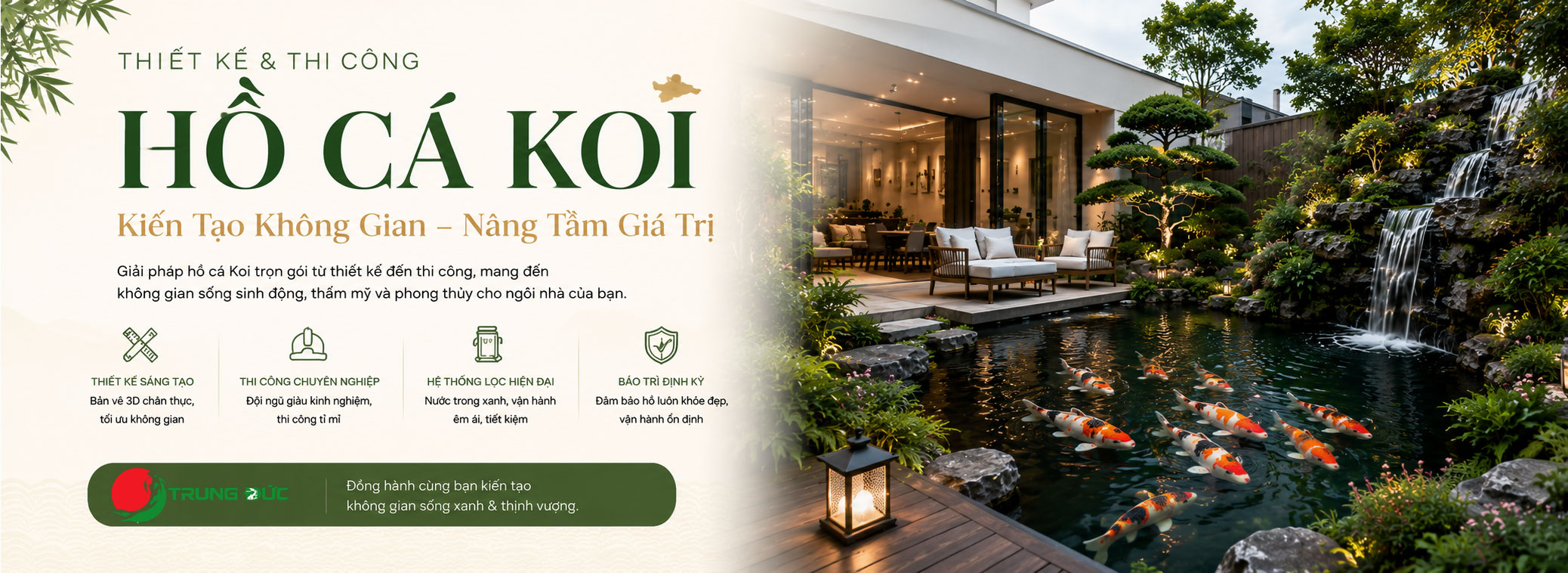 Hồ cá koi kiến tạo không gian nâng tầm giá trị