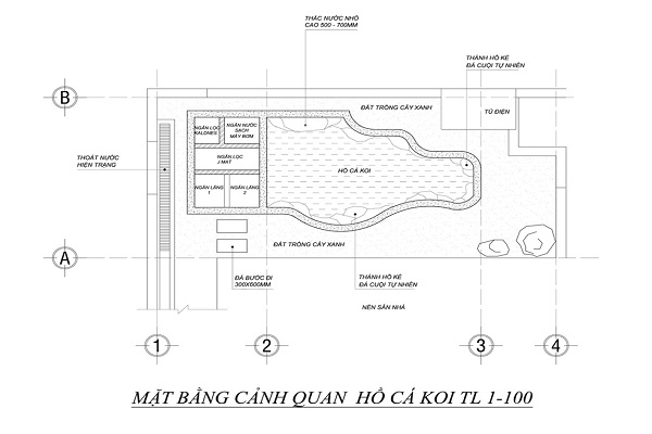 phác thảo kế hoạch và mặt bằng thi công hồ cá koi